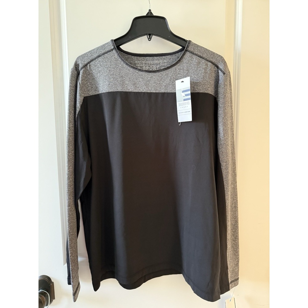 Tailorbyrd Sport Mens M Black Gray Crew Neck Long Sleeve Lt Sweatshirt Pullover - Picture 5 of 5